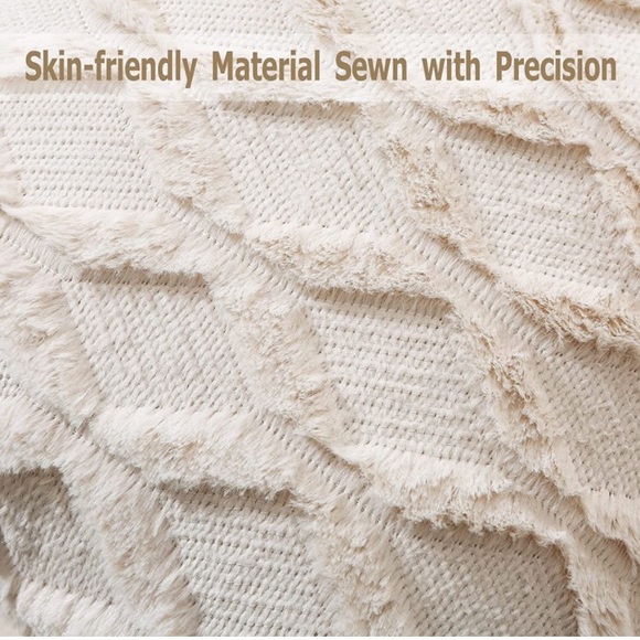 2 Beige Faux Wool Throw Pillow Covers - Picture 4 of 7